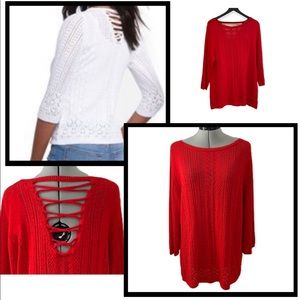 ⭐️New York & Company three-quarter length sleeve Orange knit sweater